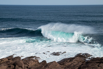 St. John's, Newfoundland, Canada 27.09.2023 Big wave  View to Cape bay from Cape Spear