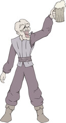 Happy medieval man with beer