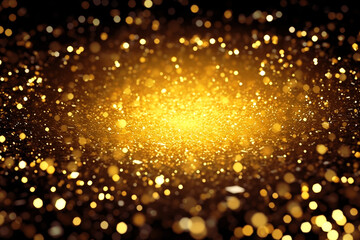 Holiday shiny and sparkle golden background. Sparkle gold dust on a black background the concept of a holiday. AI technology.