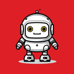 Funny vector robot icon in flat style isolated on neutral background