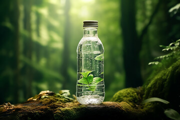 Wasserflasche in der Natur KI