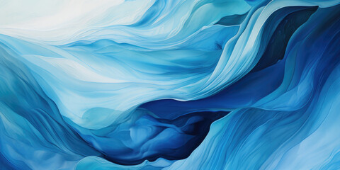Obraz premium Abstract painting, Turquoise blue wave shapes, artistic texture.