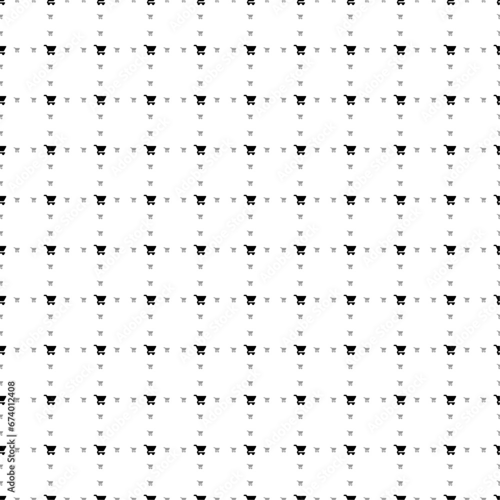 Poster square seamless background pattern from black shopping cart symbols are different sizes and opacity.