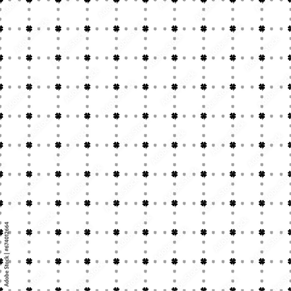 Poster square seamless background pattern from black four-leaf clover symbols are different sizes and opaci
