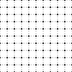 Square seamless background pattern from geometric shapes are different sizes and opacity. The pattern is evenly filled with small black clubs. Vector illustration on white background