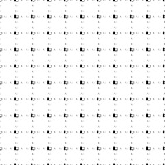 Square seamless background pattern from geometric shapes are different sizes and opacity. The pattern is evenly filled with small black desktop symbols. Vector illustration on white background