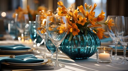 Beautiful Table Setting Floral Decor , Bright Background, Background Hd