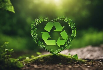 Green recycle heart icon eco papercut nature concept