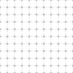 Square seamless background pattern from black microcircuit symbols are different sizes and opacity. The pattern is evenly filled. Vector illustration on white background