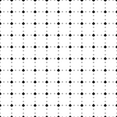 Fototapeta na wymiar Square seamless background pattern from geometric shapes are different sizes and opacity. The pattern is evenly filled with small black spades. Vector illustration on white background