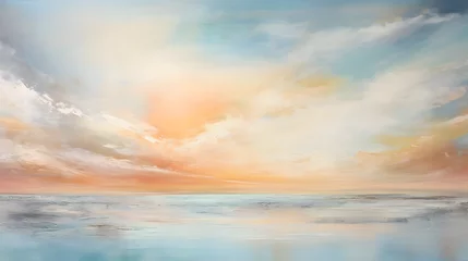 Wandaufkleber Ethereal Horizon Serenity, abstract landscape art, drawing, generative ai © Niko