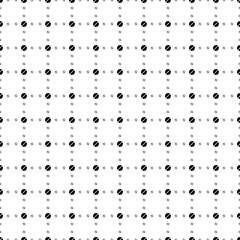 Square seamless background pattern from black pill symbols are different sizes and opacity. The pattern is evenly filled. Vector illustration on white background