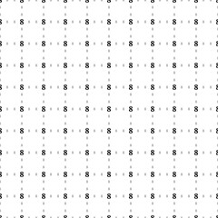 Square seamless background pattern from geometric shapes are different sizes and opacity. The pattern is evenly filled with small black number eight symbols. Vector illustration on white background