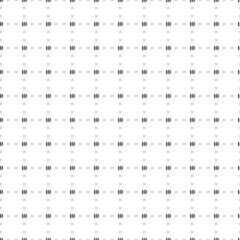 Square seamless background pattern from geometric shapes are different sizes and opacity. The pattern is evenly filled with small black number ten symbols. Vector illustration on white background