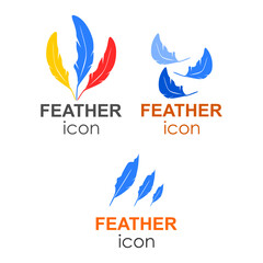 Feather icon. Set of logo design templates