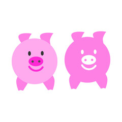Pig symbol.  Pig or pork bacon flat vector color icon for animal apps and websites.
