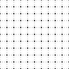 Square seamless background pattern from black spirit ball symbols are different sizes and opacity. The pattern is evenly filled. Vector illustration on white background