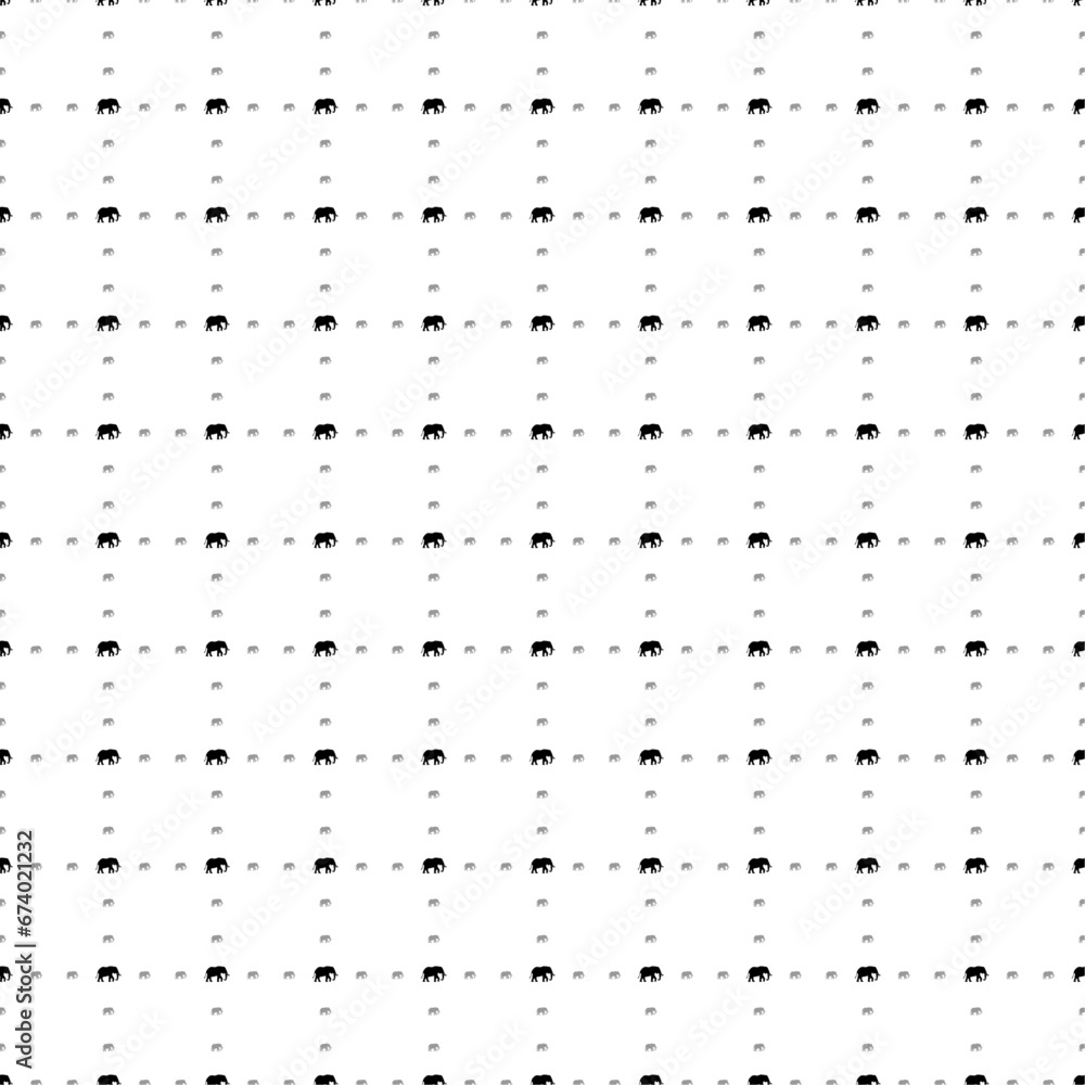 Poster square seamless background pattern from black elephant symbols are different sizes and opacity. the 