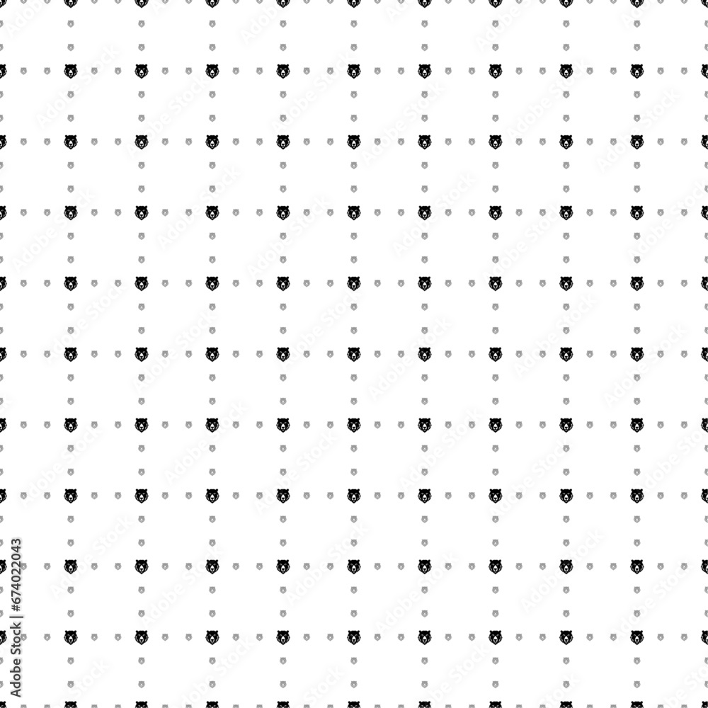 Poster square seamless background pattern from black bear head icons are different sizes and opacity. the p