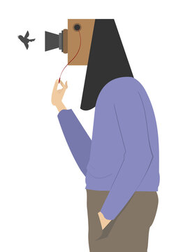 recommend clip art: Photographer with camera instead head. Bird flying out of camera.
                    Man with camera instead head. Bird silhouette flying out of camera.
                    Creative illustration
                    