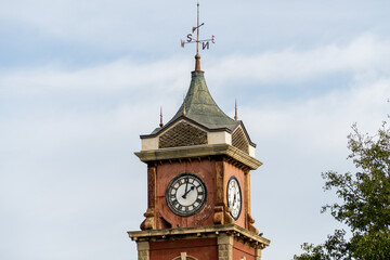 Clock tower of The Old Town Hall, in Middlesbrough, UK, built in 1846 and vacant since 1996. - obrazy, fototapety, plakaty
