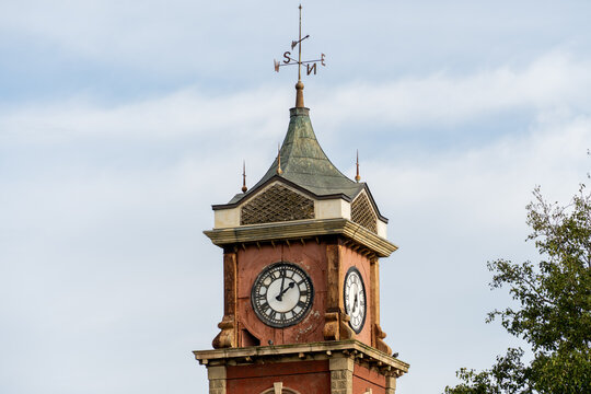 Clock tower of The Old Town Hall, in Middlesbrough, UK, built in 1846 and vacant since 1996.