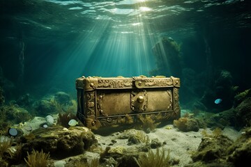 ancient chest at the bottom of the sea