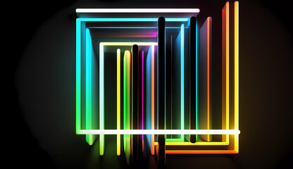 Fototapeta premium a neon colored tube of light on a black background with a black background and a white line of neon