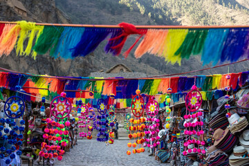 Peruvian market. Culture of Peru. Market in Urubamba, Peru