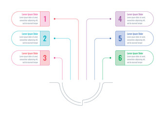 geometric infographic template. six options infographic template. magazine, web, business, annual report informational template. infographic for the world of science, education