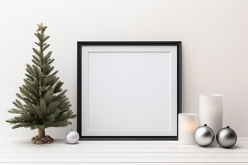 Fototapeta na wymiar black frame in christmas style
