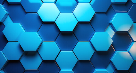 Abstract dark and light blue metal background with hexagons
