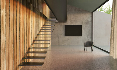 3D visualization of a part of a smart home in a minimalist style .