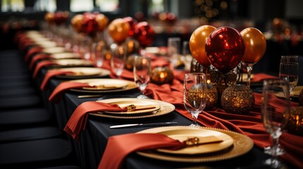 Fototapeta na wymiar Festive Area Restaurant Hotel Banquet Hall , Bright Background, Background Hd