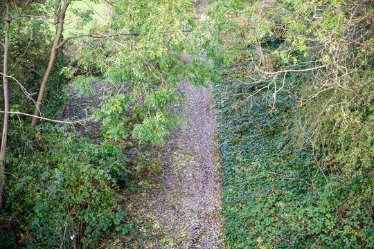 Leamside line mothballed railway at Leamside, County Durham, UK, under discussion for re-opening, although not included in Network North plan.