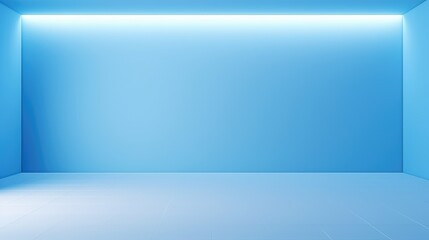 Fototapeta premium Empty showcase room with blue wall