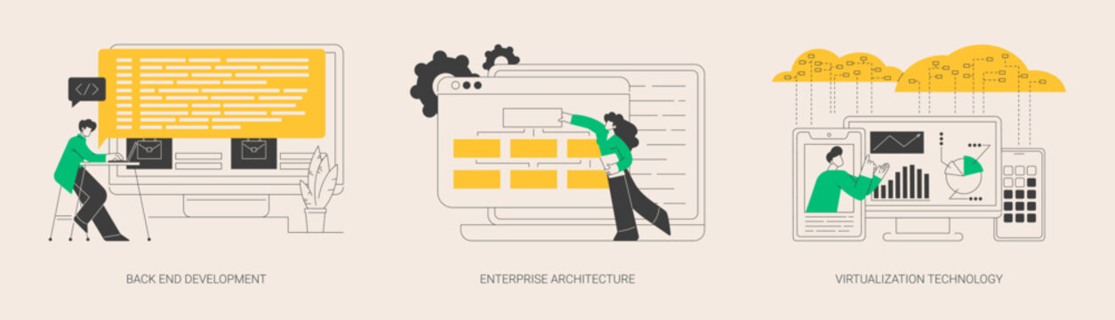 Enterprise software abstract concept vector illustrations.