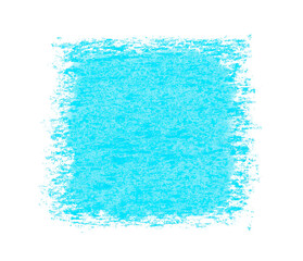 Hand painted blue square handdrawn with pastel crayon. Png clipart isolated on transparent background