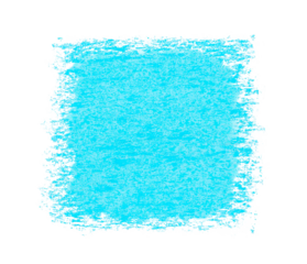 Hand painted blue square handdrawn with pastel crayon. Png clipart isolated on transparent background