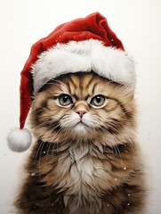 Christmas cat in the snow