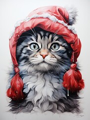 Cat in a santa hat