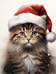 cat in santa hat