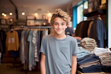 Obraz na płótnie Canvas Portrait of boy in clothing shop