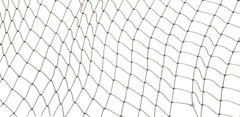 Fishing net on a white background. Rope. Football or tennis net