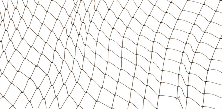 Fishing net on a white background. Rope. Football or tennis net
