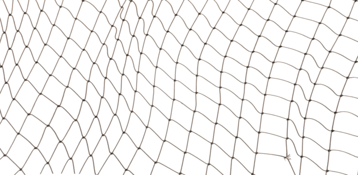 Fishing net on a white background. Rope. Football or tennis net