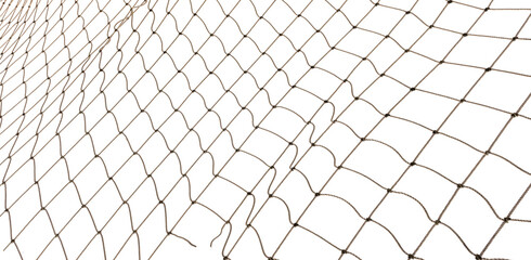 Fishing net on a white background. Rope. Football or tennis net - obrazy, fototapety, plakaty