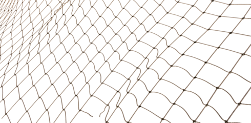 Fishing net on a white background. Rope. Football or tennis net