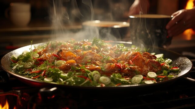 Cheff Cooking Traditional Japanese Noodles, Bright Background, Background Hd