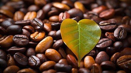 Obraz premium Coffee Lover Beans Arranged Beautiful Heart, Bright Background, Background Hd